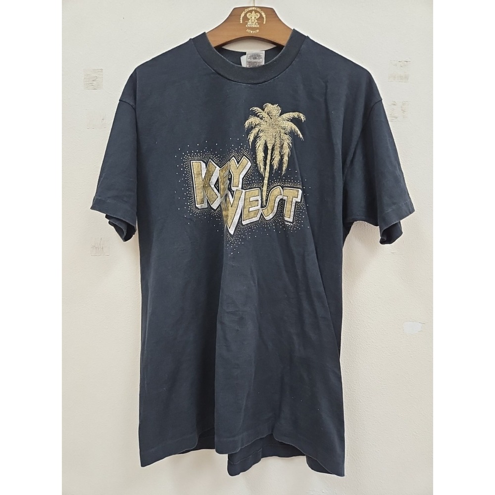 Key West Florida T Shirt  Black Gokd Palm Tree Unisex XL Vintage